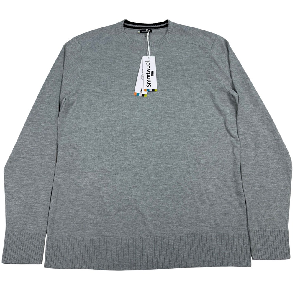 Smartwool Sparwood Crew Sweater Mens Medium Light Gray Heather Merino Wool NEW